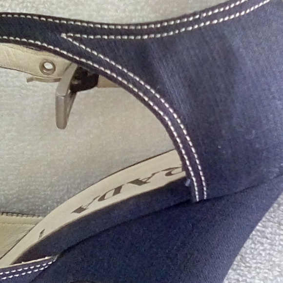 Prada Vero Cuoio Teat Blue Ankle Strap Spool Heel - Picture 3 of 8